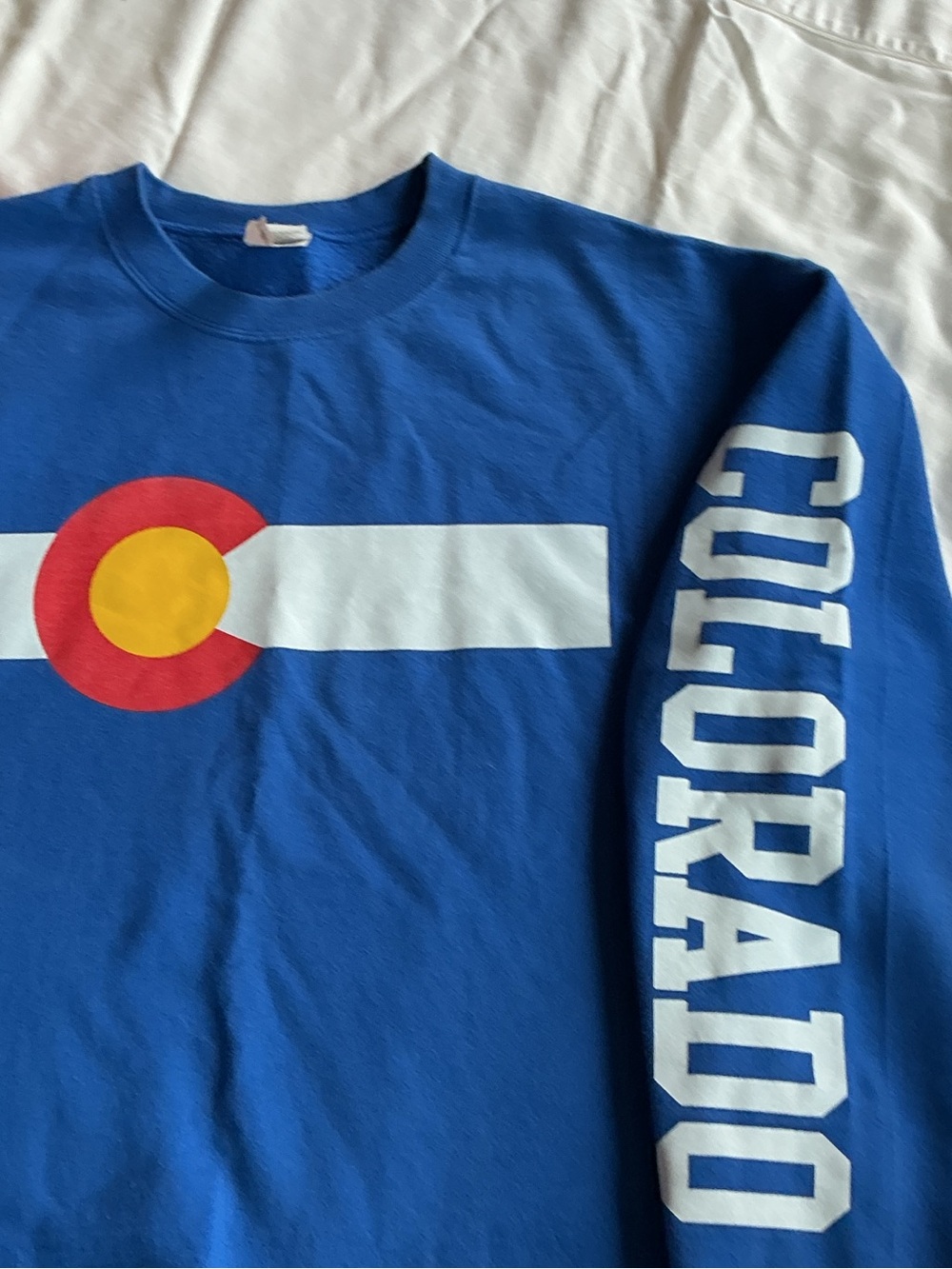 Gildan Royal Blue Colorado Graphic Long Sleeve Shirt with White Stripe